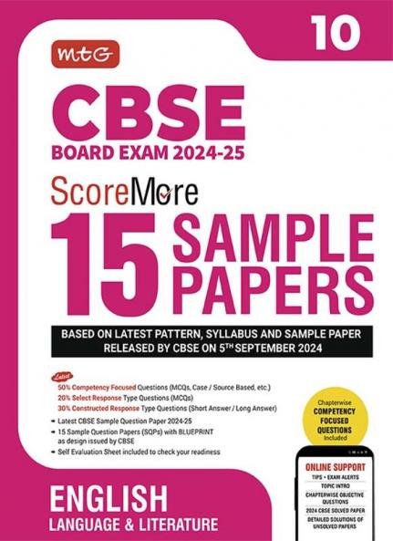 MTG CBSE Class 10 ScoreMore 15 Sample Papers English Language & Literature Book For 2025 Board Exam | Detailed Solutions of Each Chapter | Based on Latest CBSE Pattern & Syllabus