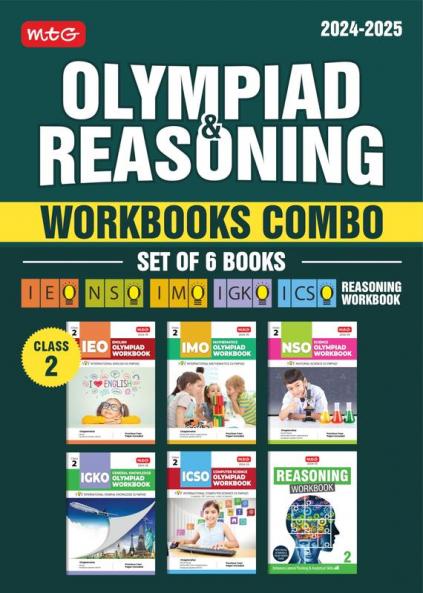 MTG NSO-IMO-IEO-ICSO-IGKO Olympiad Workbook and Reasoning Book Combo Class 2 (Set of 6 Books) | MCQs Previous Years Solved Paper & Achievers Section - SOF Olympiad Preparation Books For 2024-25 Exam