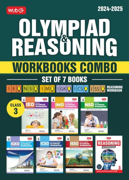 MTG NSO-IMO-IEO-ICSO-IGKO-ISSO Olympiad Workbook and Reasoning Book Combo Class 3 (Set of 7 Books) | MCQs Previous Years Paper & Achievers Section - SOF Olympiad Preparation Books For 2024-25 Exam