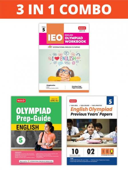 MTG International English Olympiad (IEO) Workbook Prep-Guide & Previous Years Papers (PYQs) with Mock Test Paper Class 5 - SOF Olympiad Books For 2024-25 Exam (Set of 3 Books)