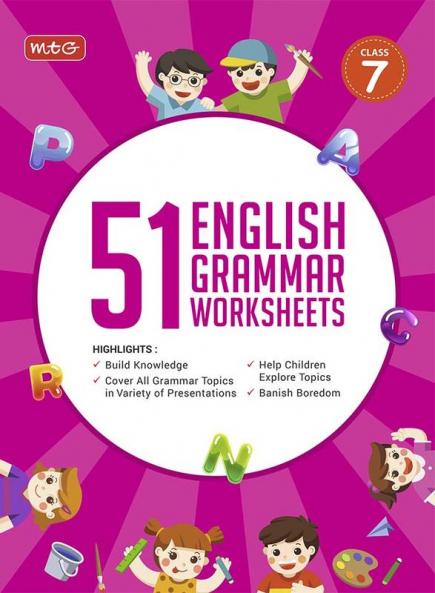 MTG 51 English Grammar Worksheets Class 7 – Grammar Work books to practice English concepts in interactive way (Based on CBSE/NCERT)