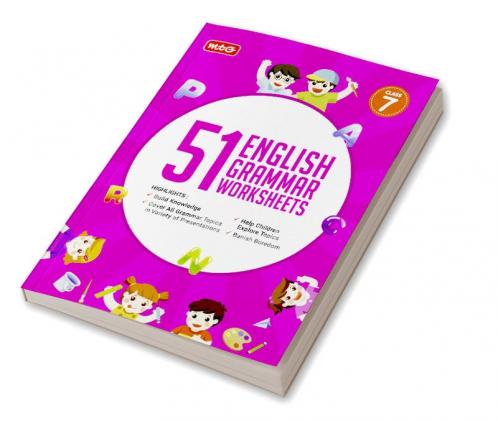MTG 51 English Grammar Worksheets Class 7 – Grammar Work books to practice English concepts in interactive way (Based on CBSE/NCERT)