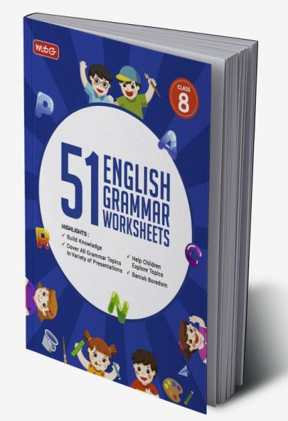 MTG 51 English Grammar Worksheets Class 8 – Grammar Work books to practice English concepts in interactive way (Based on CBSE/NCERT)