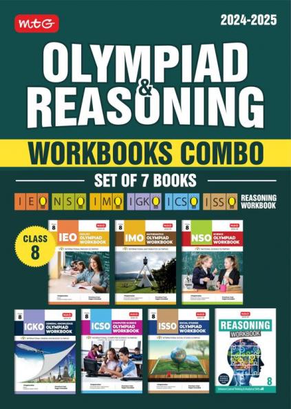 MTG NSO-IMO-IEO-ICSO-IGKO-ISSO Olympiad Workbook and Reasoning Book Combo Class 8 (Set of 7 Books) | MCQs Previous Years Paper & Achievers Section - SOF Olympiad Preparation Books For 2024-25 Exam