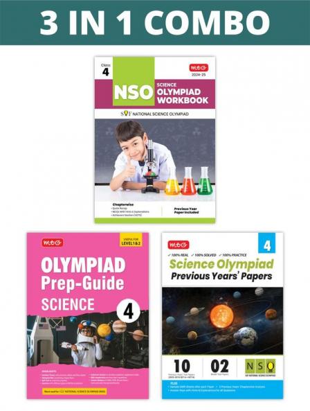 MTG National Science Olympiad (NSO) Workbook Prep-Guide & Previous Years Papers (PYQs) with Mock Test Paper Class 4 - SOF Olympiad Books For 2024-25 Exam (Set of 3 Books)