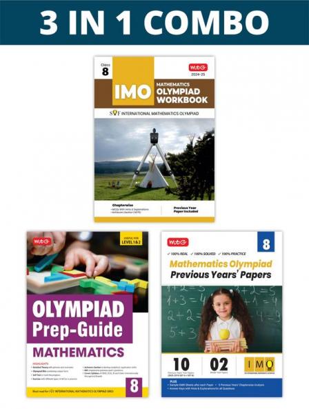 MTG International Mathematics Olympiad (IMO) Workbook Prep-Guide & Previous Years Papers (PYQs) with Mock Test Paper Class 8 - SOF Olympiad Books For 2024-25 Exam (Set of 3 Books)