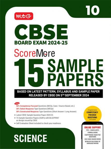 MTG CBSE Class 10 ScoreMore 15 Sample Papers Science Book For 2025 Board Exam | Detailed Solutions of Each Chapter | Based on Latest CBSE Pattern & Syllabus
