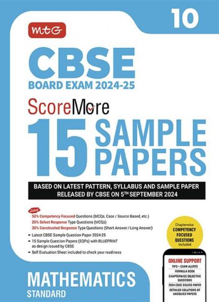 MTG CBSE Class 10 ScoreMore 15 Sample Papers Mathematics Standard Book For 2025 Board Exam | Detailed Solutions of Each Chapter | Based on Latest CBSE Pattern & Syllabus