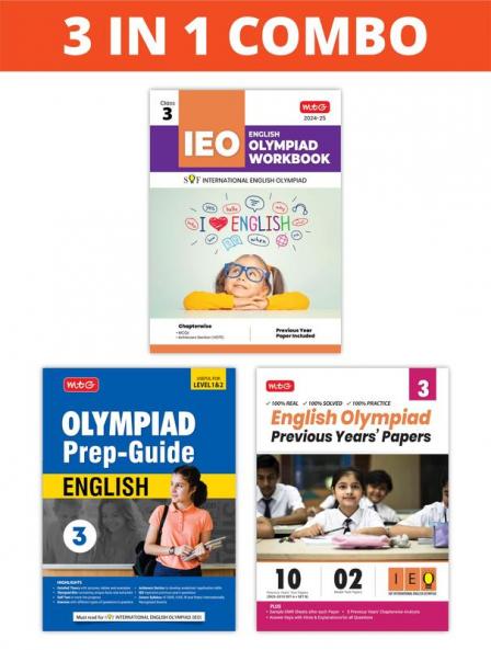MTG International English Olympiad (IEO) Workbook Prep-Guide & Previous Years Papers (PYQs) with Mock Test Paper Class 3 - SOF Olympiad Books For 2024-25 Exam (Set of 3 Books)