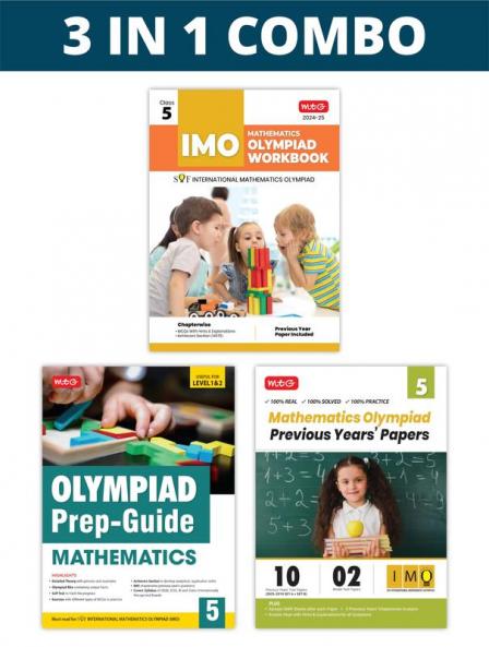 MTG International Mathematics Olympiad (IMO) Workbook Prep-Guide & Previous Years Papers (PYQs) with Mock Test Paper Class 5 - SOF Olympiad Books For 2024-25 Exam (Set of 3 Books)