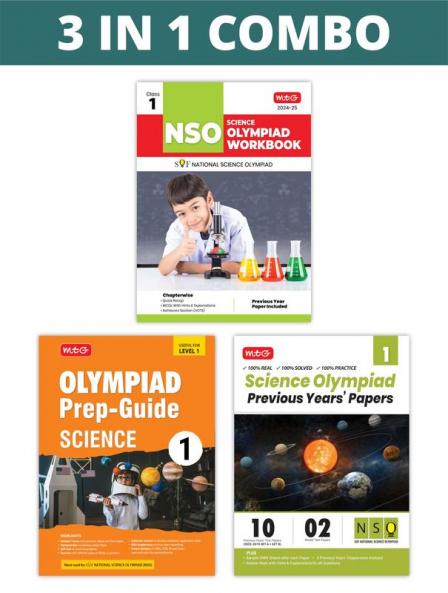 MTG National Science Olympiad (NSO) Workbook Prep-Guide & Previous Years Papers (PYQs) with Mock Test Paper Class 1 - SOF Olympiad Books For 2024-25 Exam (Set of 3 Books)