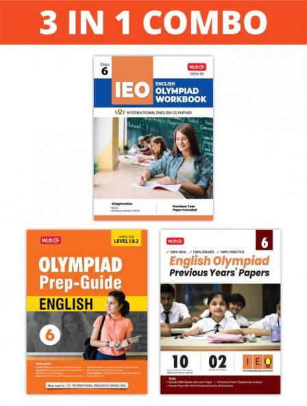 MTG International English Olympiad (IEO) Workbook Prep-Guide & Previous Years Papers (PYQs) with Mock Test Paper Class 6 - SOF Olympiad Books For 2024-25 Exam (Set of 3 Books)