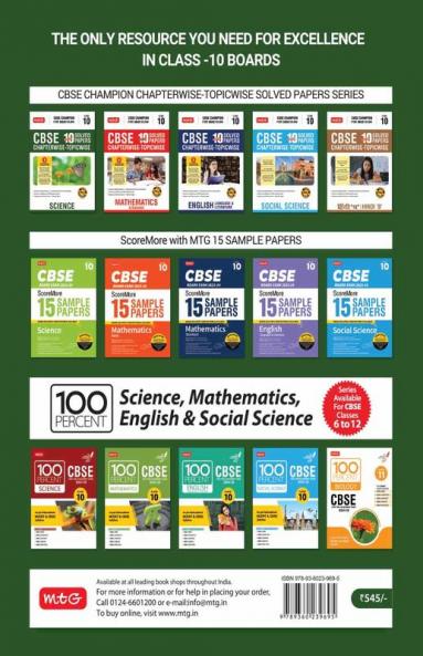 MTG CBSE 10 Years Chapterwise Topicwise Solved Papers Class 10 Science Book - CBSE Champion For 2024 Exam | CBSE Question Bank With Sample Papers (Based on Latest Pattern)