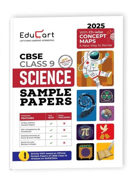 Educart CBSE Science Class 9 Sample Papers for 2024-25 (Introducing Revision Maps) 2025