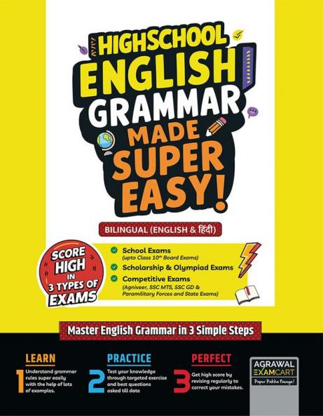 Examcart High School English Grammar Book For School Exams | Scholarship & Olympiad | Competitive Exams (Bilingual)