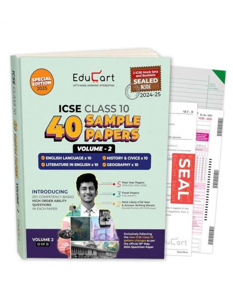 Educart 40 ICSE Class 10 Sample Papers Volume 2 - History Civics Geography and English Literature and Language for 2024-25 Exam (with exclusive ICSE Mock Booklets 2025)