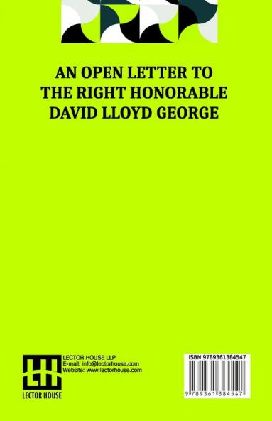 An Open Letter To The Right Honorable David Lloyd George