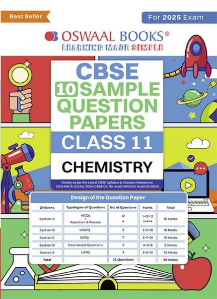 Oswaal CBSE Sample Question Papers Class 11 Chemistry (For 2025 Exam)