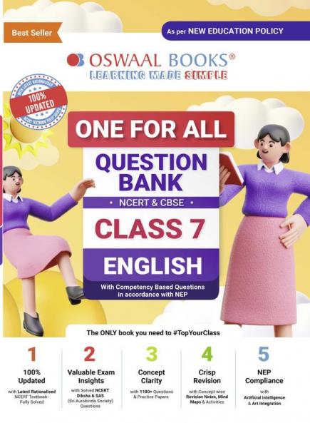 Oswaal One For All Question Bank NCERT & CBSE Class-7 English (For 2024-25 Exam)