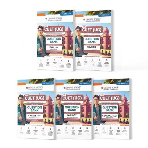 Oswaal NTA CUET (UG) Question Banks | Chapterwise & Topicwise | English Physics Chemistry Biology & General Test | Set of 5 Books | Entrance Exam Preparation Books 2025