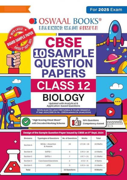 Oswaal CBSE Sample Question Papers Class 12 Biology (For 2025 Exam)
