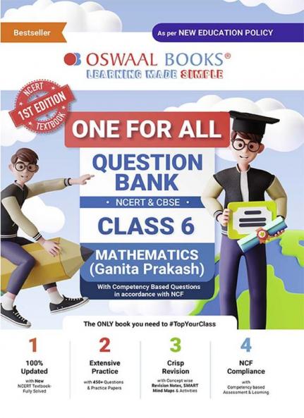 Oswaal One For All Question Bank NCERT & CBSE Class-6 Mathematics - Ganita Prakash (For Latest Exam)