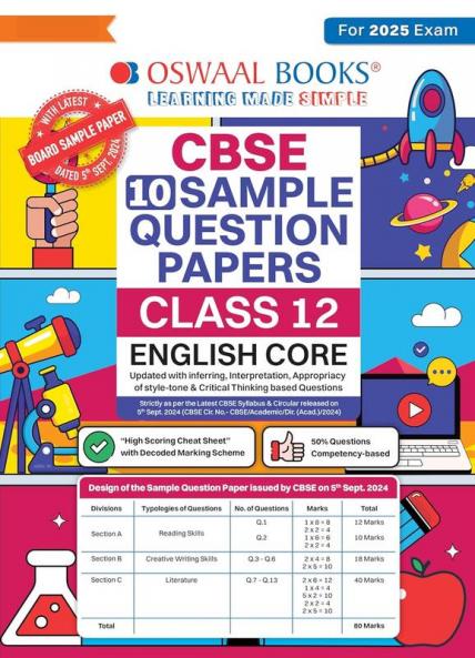 Oswaal CBSE Sample Question Papers Class 12 English Core (For 2025 Exam)