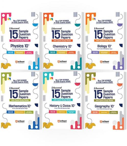 Arihant ICSE i-Succeed Sample Papers for Class 10th | Physics Chemistry Biology Mathematics History & Civics & Geography| Set of 6 books