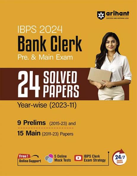 IBPS 2024 Bank Clerk Pre. & Main Exam (CRP -XIV) | 24 Solved Papers Year Wise (2023-2011) | English Medium