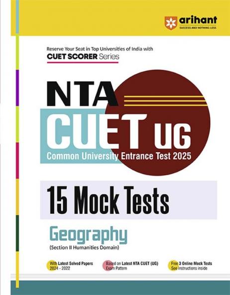 NTA CUET-UG Entrance Exam 2025 - Geography - 15 Mock Tests - (Section II Humanities Domain) | English Medium