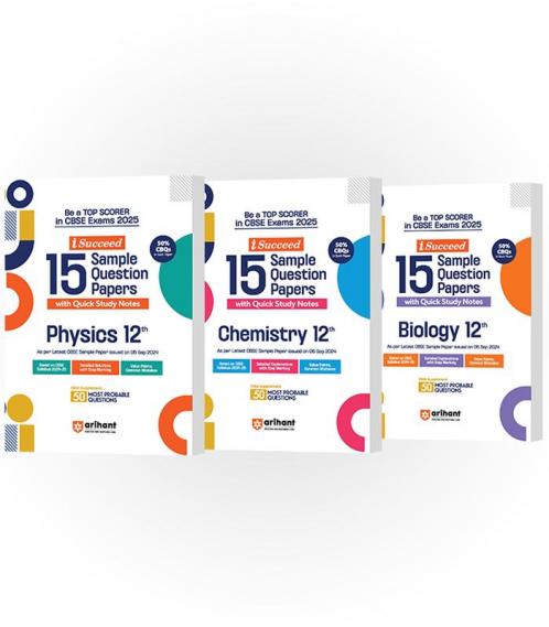 CBSE i-Succeed Sample Question Papers for Class 12th| Physics Chemistry & Biology| Set of 3 books