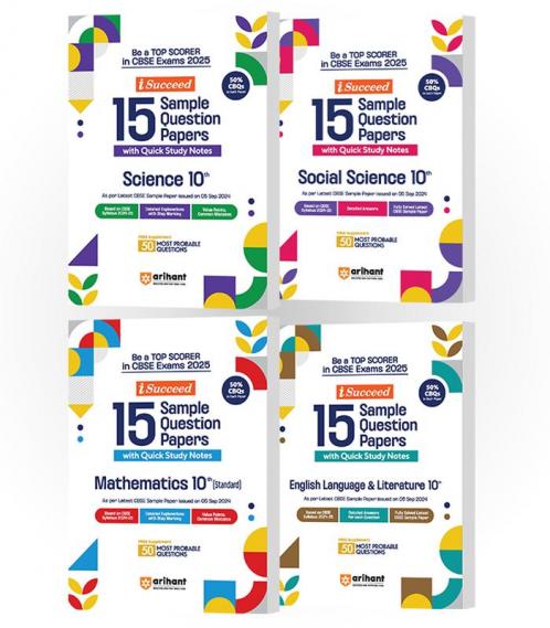 CBSE i-Succeed Sample Question Papers for Class 10th | Science Social Science Mathematics (Standard) & English Language and Literature | Set of 4 books
