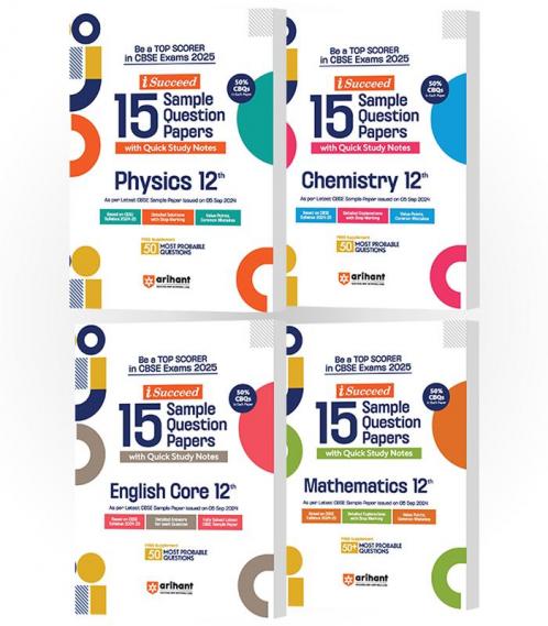 CBSE i-Succeed Sample Question Papers for Class 12th| Physics Chemistry Mathematics & English Core | Set of 4 books