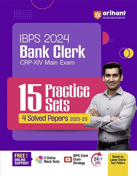 IBPS (CRP-XIV) Bank Clerk Main Exam 2024 | 15 Practice Sets & 4 Solved Papers (2023-20)| English Medium