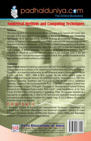 Numerical Methods and Computing Techniques