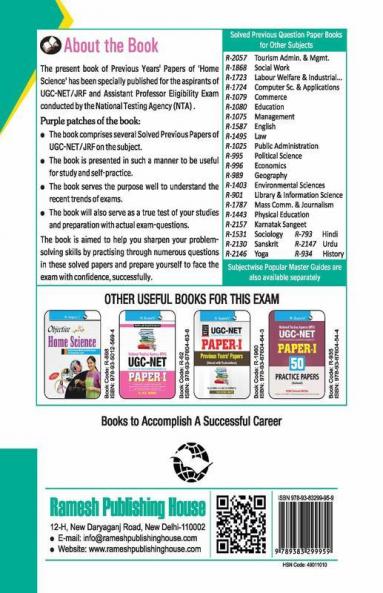 NTA-UGC-NET/JRF: Home Science (Paper II) Previous Years' Papers