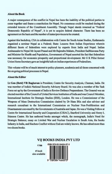 Nepal as a Federal State- Lessons from Indian Experience