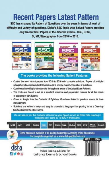 SSC Mathematics Topic-wise LATEST 32 Solved Papers (2010-2016)
