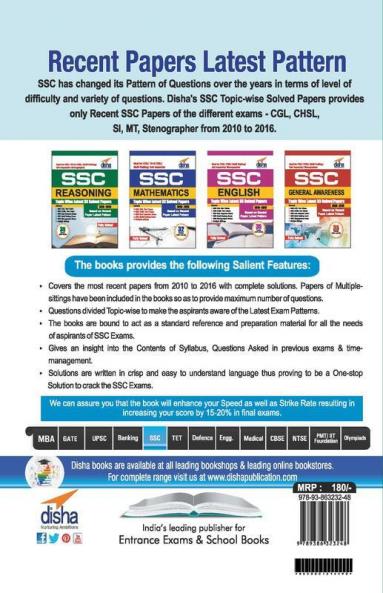 SSC Reasoning Topic-wise LATEST 35 Solved Papers (2010-2016)