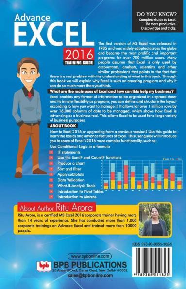 Advance Excel 2016 Training Guide