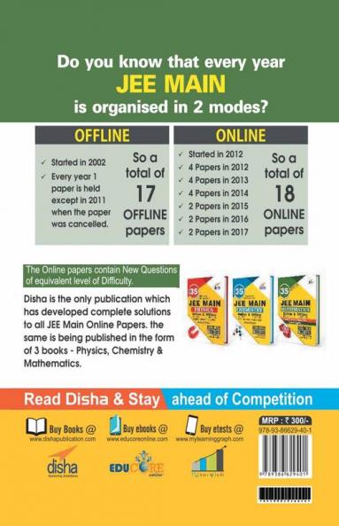 35 JEE Main Mathematics Online (2017-2012) & Offline (2017-2002) Chapter-wise + Topic-wise Solved Papers