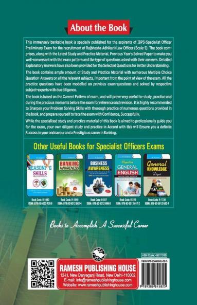 IBPS (Specialist Officer) Rajbhasha Adhikari / Law Officer (Preliminary) Exam Guide
