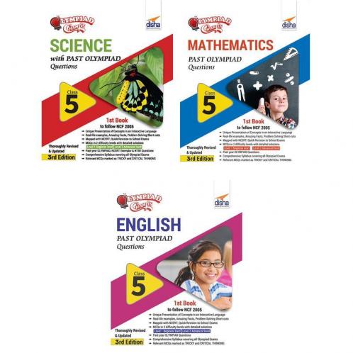 Olympiad Champs Science Mathematics English Class 5 with Past Questions 3rd Edition (Set of 3 Books)