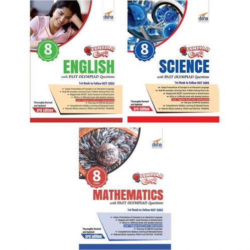 Olympiad Champs Science Mathematics English Class 8 with Past Questions 3rd Edition (Set of 3 Books)