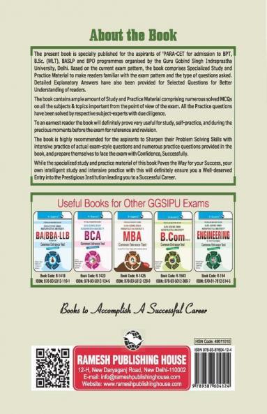 GGSIPU: PARA-CET (BPT/BPO/MLT/BASLP) Common Entrance Exam Guide