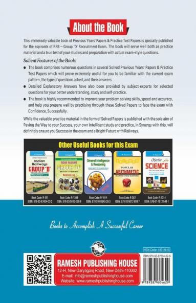 RRB: Group 'D' Recruitment Exam Previous Years' Papers & Practice Test Papers (Solved)