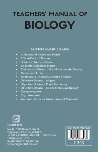 TEACHERS' MANUAL OF BIOLOGY