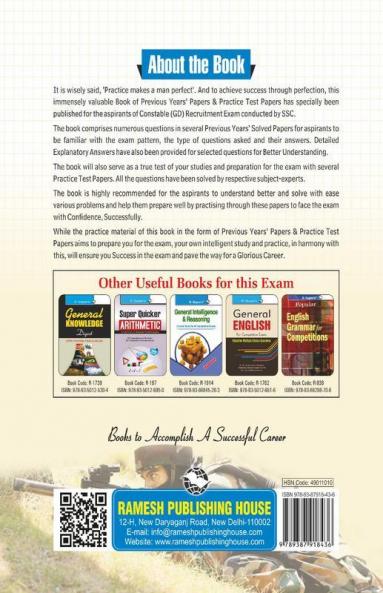 SSC Constable (GD) : CAPFs/NIA/SSF and Rifleman (Assam Rifles) – Previous Years' Papers & Practice Test Papers (Solved)