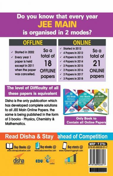 39 JEE Main Physics Online (2018-2012) & Offline (2018-2002) Chapter-wise + Topic-wise Solved Papers 2nd Edition