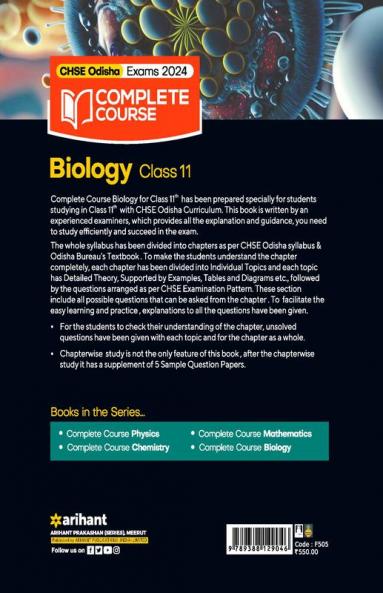 CHSE Odisha Exams 2024 Complete Course BIOLOGY Class 11th